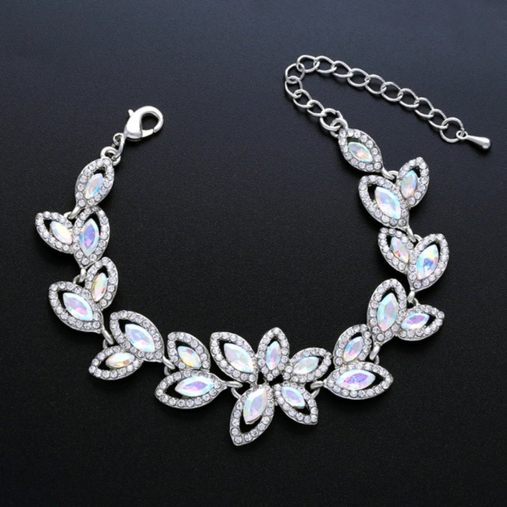 Marquise Cut Faux Crystal & CZ Wedding Bracelet